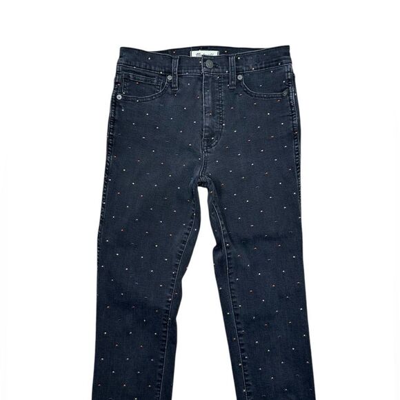 Madewell Vintage Washed Black High Rise Metallic Rainbow Dotted Skinny Jeans - Picture 7 of 13